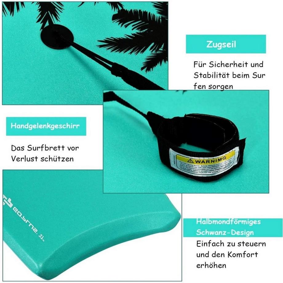 B2X  Bodyboard Surfboard Sup-Board Schwimmbrett Schwimmboard 94 x 47 x 5,5 cm Grün 