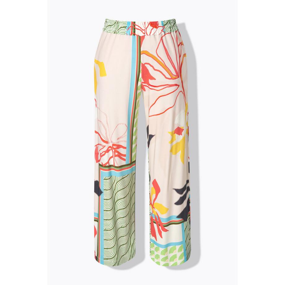 Ulla Popken Pantaloni Slinky Gamba Larga Dritta Cintura Elastica  