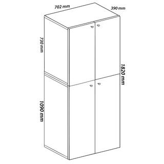 VCM Büroschrank mit 5 Fächern | moderner Aktenschrank mit Drehtüren | Maße ca. B. 70 x H. 184 x T. 40 cm – Lona 5-Fach  