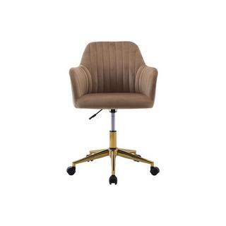 Vente-unique Chaise de bureau - Velours - Beige et doré - Hauteur réglable - ELEANA  