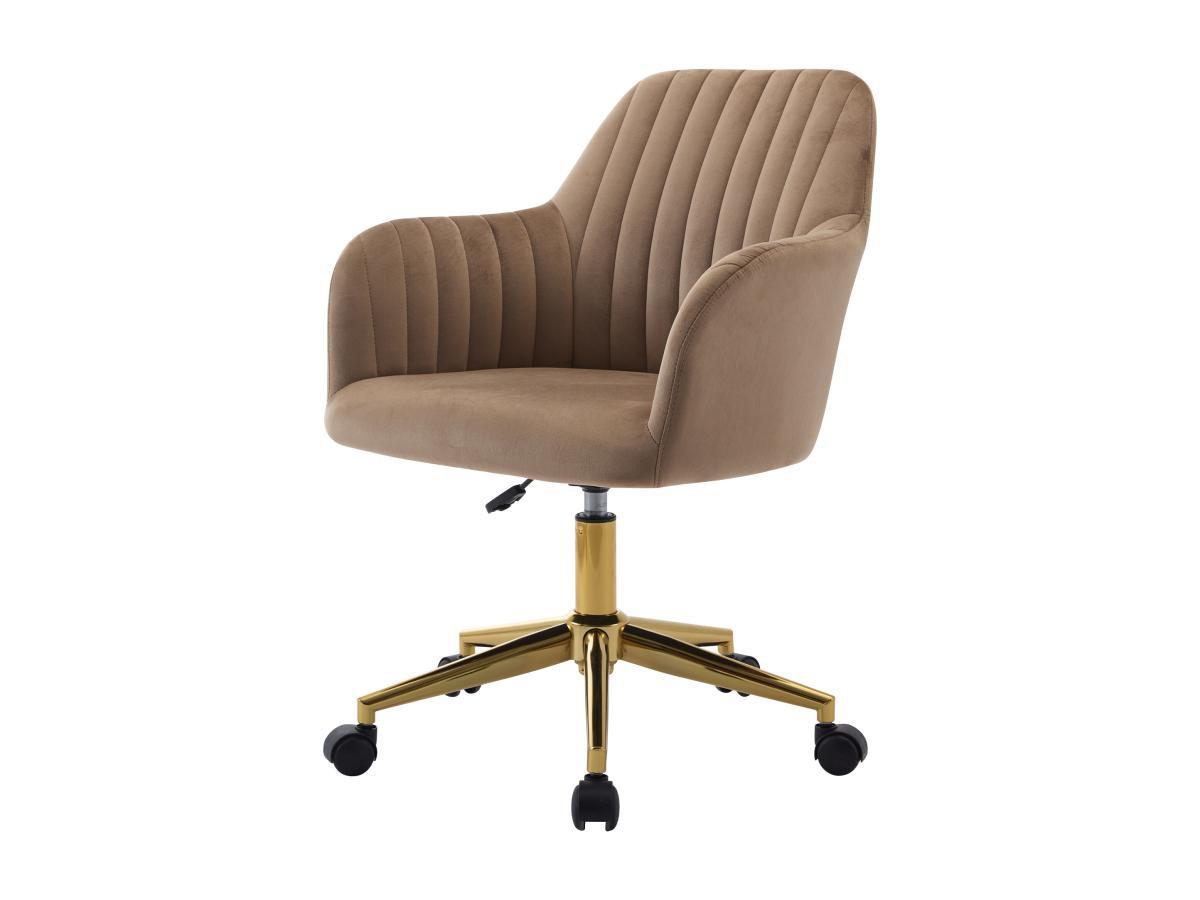 Vente-unique Chaise de bureau - Velours - Beige et doré - Hauteur réglable - ELEANA  