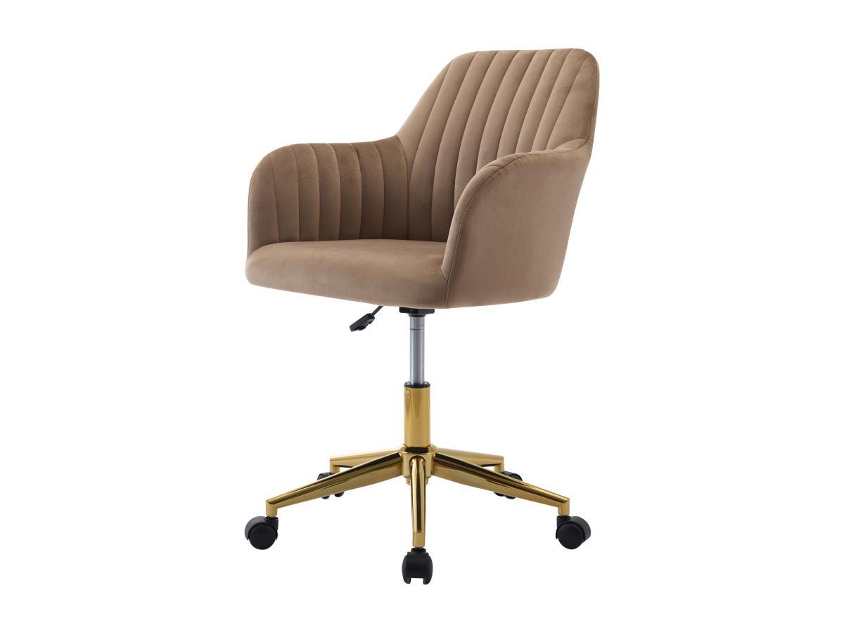 Vente-unique Chaise de bureau - Velours - Beige et doré - Hauteur réglable - ELEANA  