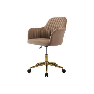 Vente-unique Chaise de bureau - Velours - Beige et doré - Hauteur réglable - ELEANA  