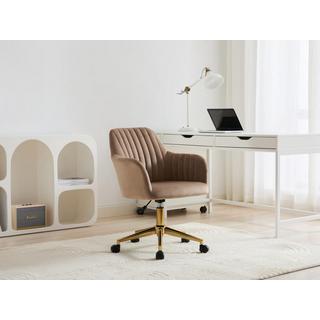 Vente-unique Chaise de bureau - Velours - Beige et doré - Hauteur réglable - ELEANA  