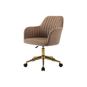 Chaise de bureau - Velours - Beige et doré - Hauteur réglable - ELEANA