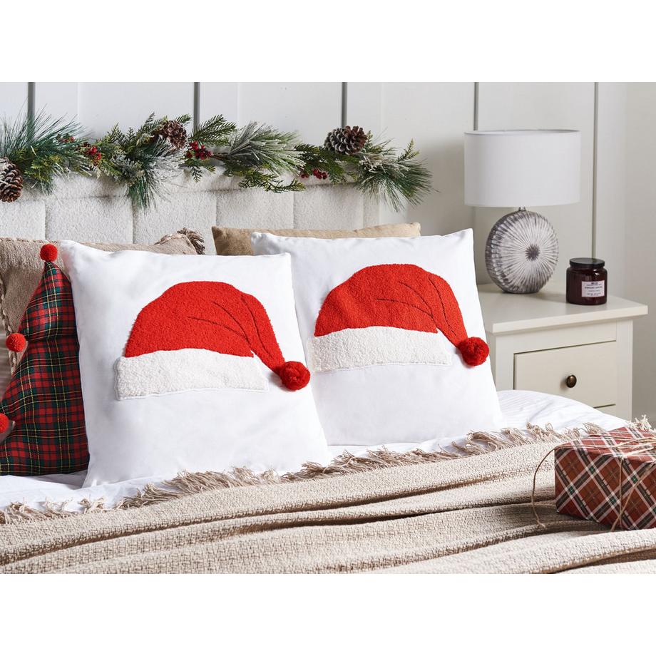 Beliani Dekokissen 2er Set aus Baumwolle Klassisch PRETZEL  