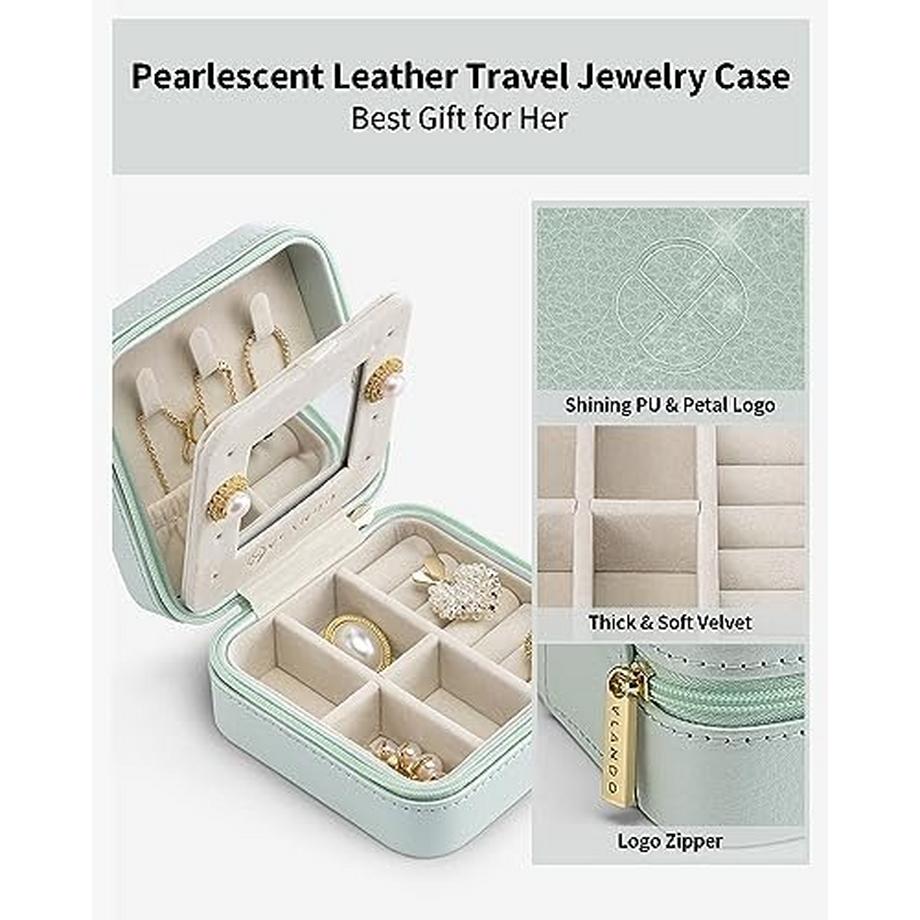 Only-bags.store  Schmuckkästchen klein, für Ringe Ohrringe mit Spiegel 