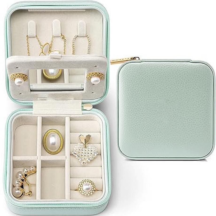 Only-bags.store  Schmuckkästchen klein, für Ringe Ohrringe mit Spiegel 