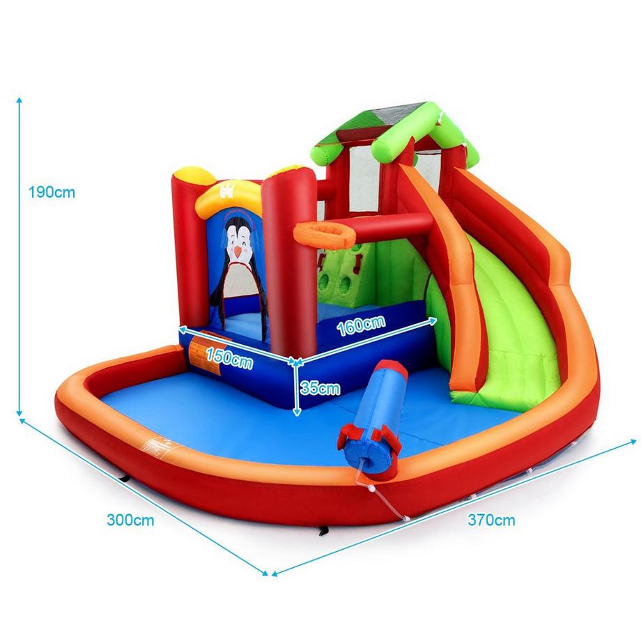 Northix  Parc aquatique Château gonflable avec toboggan & pataugeoire 370 x 300 x 190 cm rouge 