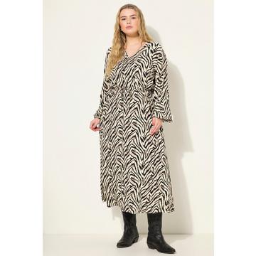 Maxikleid, A-Line, Zebra Print, Wrap-Effekt