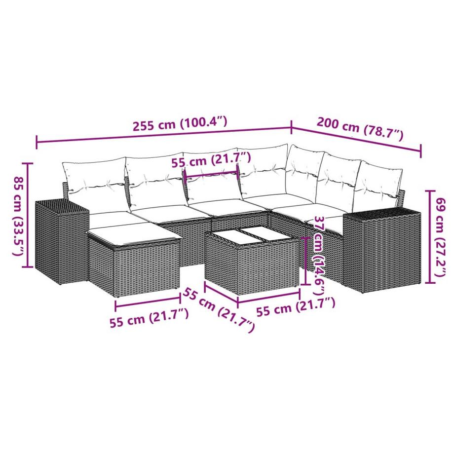 VidaXL set divano da giardino Polirattan  