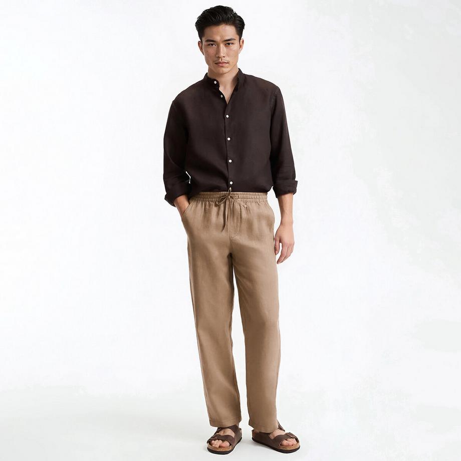 La Redoute Collections Signature Gerades Leinenhemd mit Stehkragen  