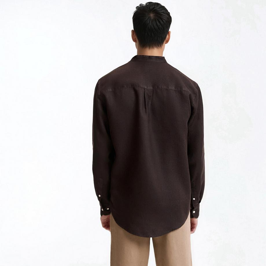 La Redoute Collections Signature Gerades Leinenhemd mit Stehkragen  