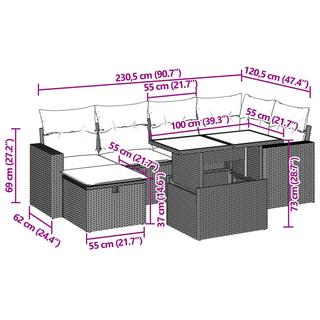 VidaXL Ensemble de canapés de jardin rotin synthétique  