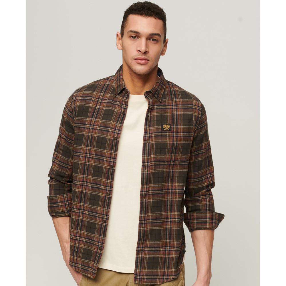 Superdry Camicia a Quadri Maniche Lunghe in Cotone Biologico  