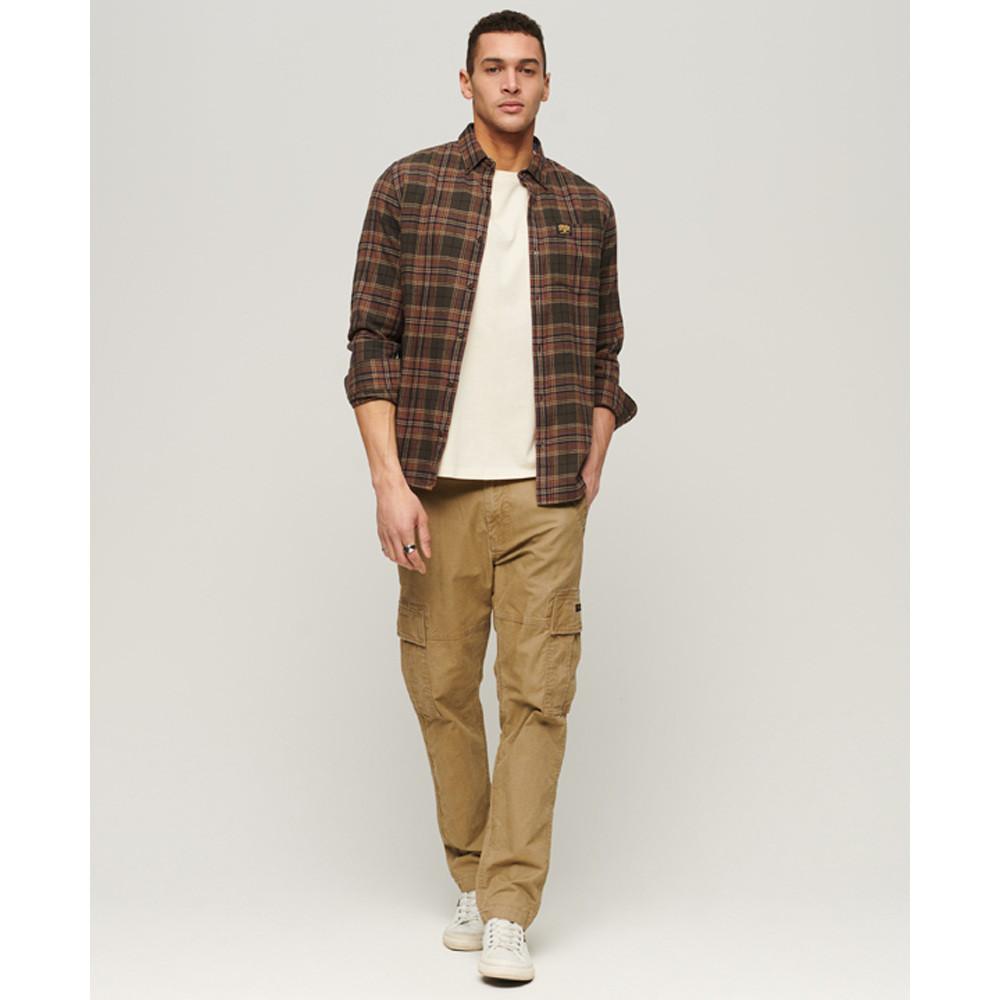 Superdry Camicia a Quadri Maniche Lunghe in Cotone Biologico  