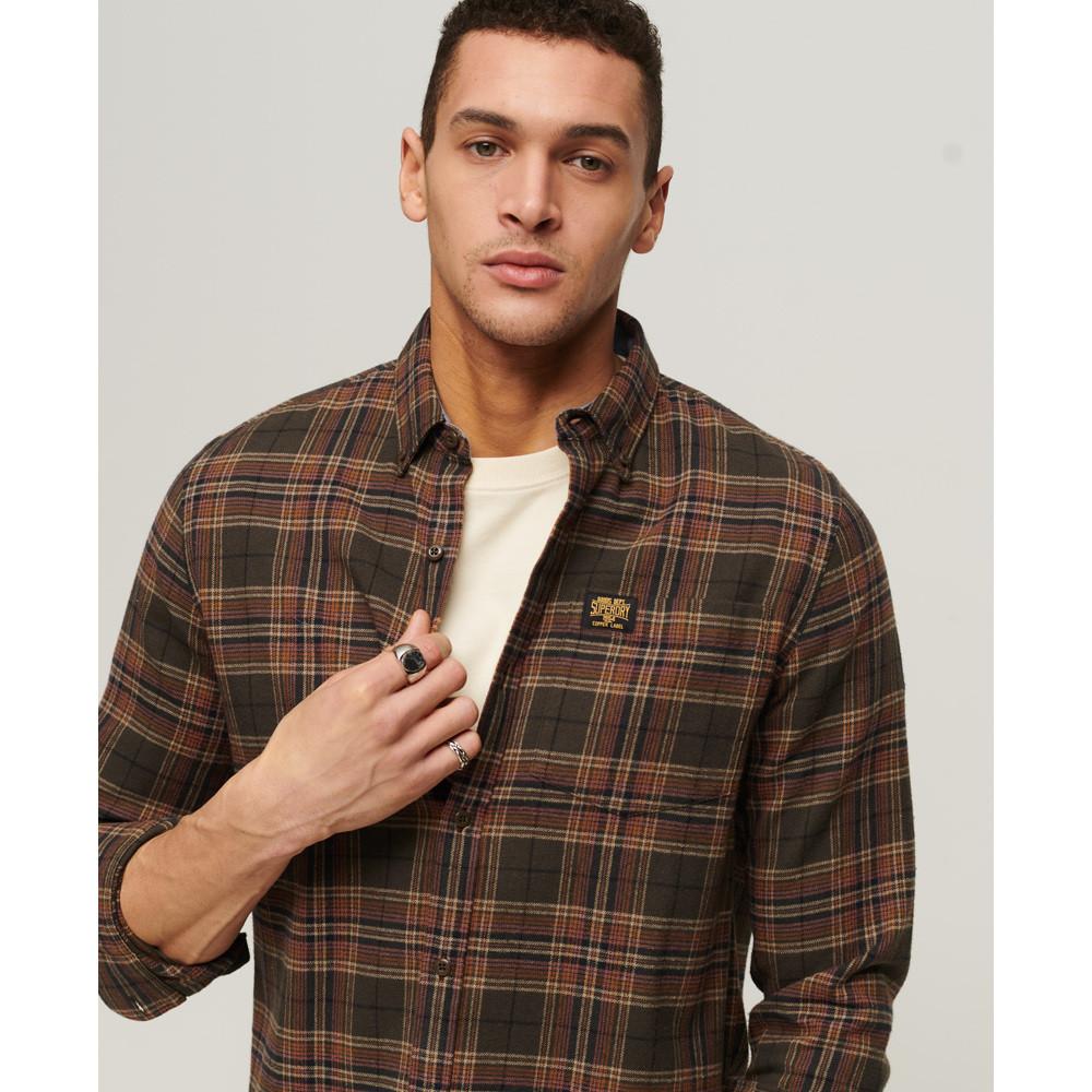 Superdry Camicia a Quadri Maniche Lunghe in Cotone Biologico  
