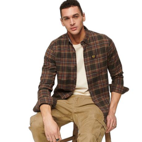 Superdry Camicia a Quadri Maniche Lunghe in Cotone Biologico  