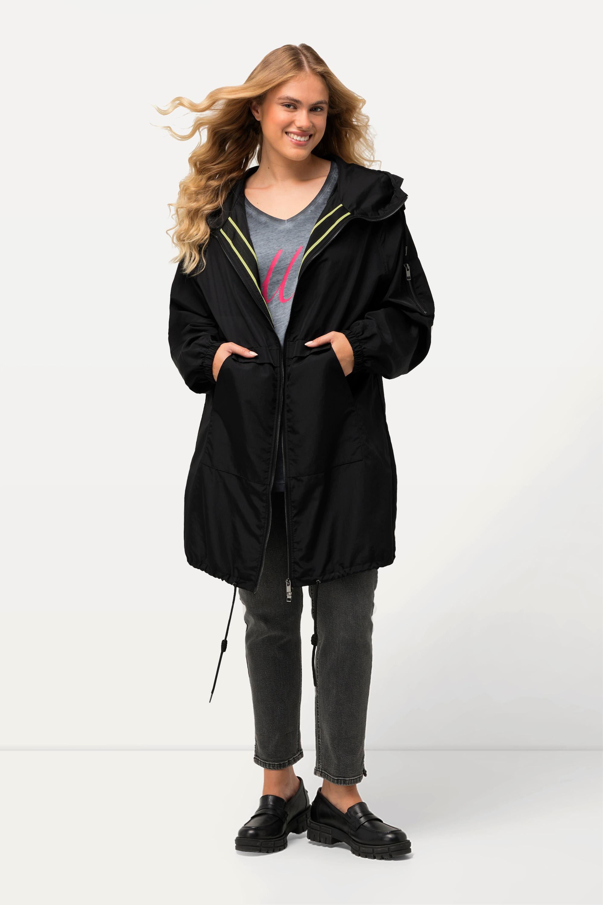 Ulla Popken Veste Col Montant Cordon Coulissant Fermeture à Glissière à Double Sens  