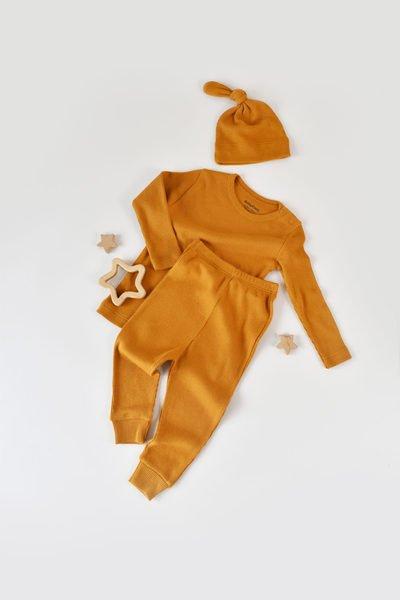 Image of Set, Hose, T-shirt Langarm, Mütze Unisex Gelb Orangé 68