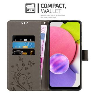 Cadorabo  Housse compatible avec Samsung Galaxy A03s - Coque de protection au design floral avec fermeture magnétique, fonction de support et emplacements pour cartes 