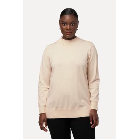 Ulla Popken  Pullover, Perlen, Stehkragen, Langarm, weicher Feinstrick 