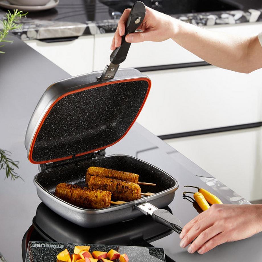 Royalty Line 15-teiliges Stielkasserollen-Set mit Marmorbeschichtung - Schwarz  