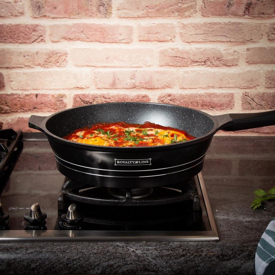 Royalty Line 15-teiliges Stielkasserollen-Set mit Marmorbeschichtung - Schwarz  