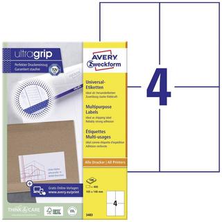 Avery-Zweckform Etichetta universale 105 x 148 mm Carta Bianco 400 pz. A tenuta permanente Stampante a getto d'inch  