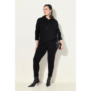 Ulla Popken  Pantalon en maille. Taille large et élastique, avec cordon. Bord-côte sur le bas de jambe. 