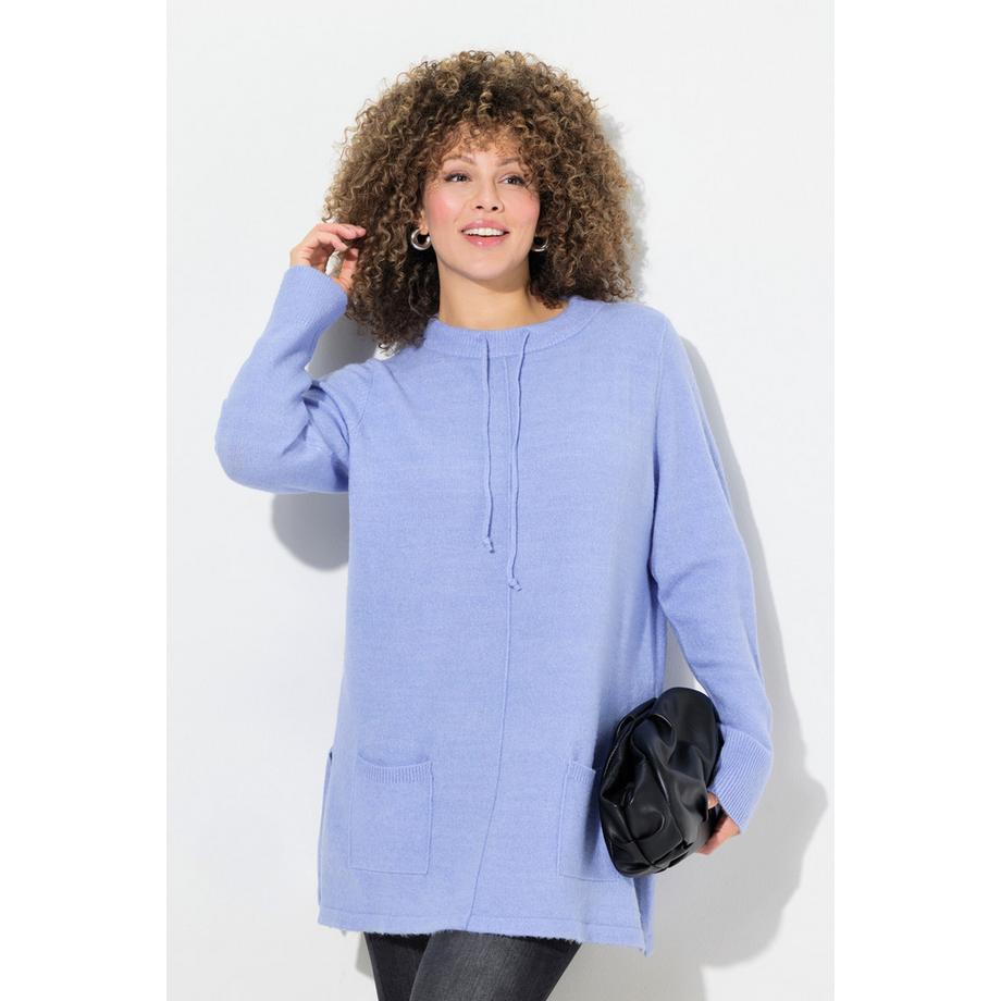 Ulla Popken Pullover Collo Alto Coulisse Tasche Maniche Lunghe  