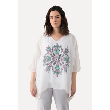 Tunica dal taglio oversize con doppio strato, scollo a V e mezze maniche