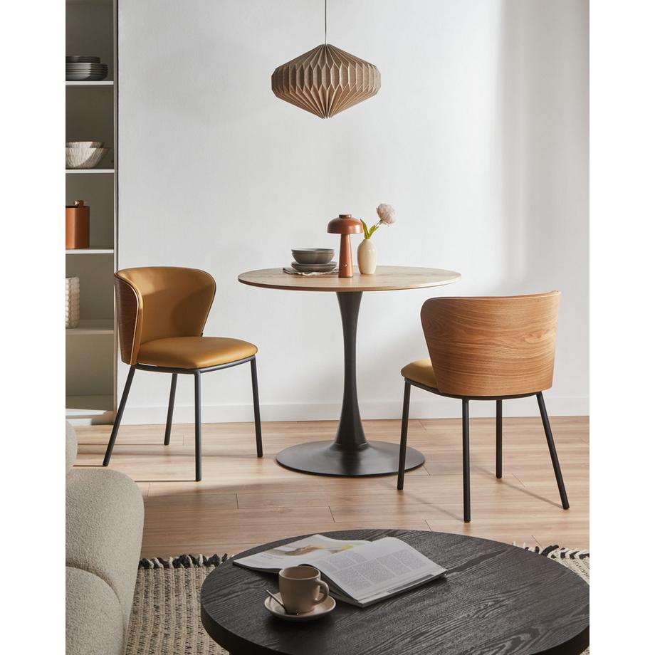 Beliani Lot de 2 chaises de salle à manger en Cuir PU Rétro HOSKIN  