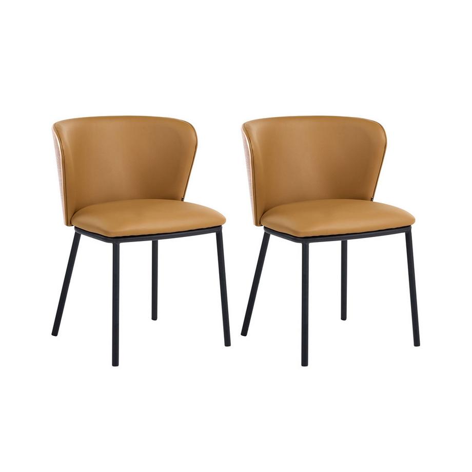 Lot de 2 chaises de salle à manger en Cuir PU Rétro HOSKIN