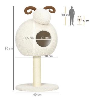 Northio  Tiragraffi, Tiragraffi Per Gatti Con Grotta Per Gatti, Tiragraffi Per Gatti Con Design Capra, Albero Rampicante Con Pali In Corda Di Sisal, Mobili Per Gatti, Bianco Crema, 80 Cm 