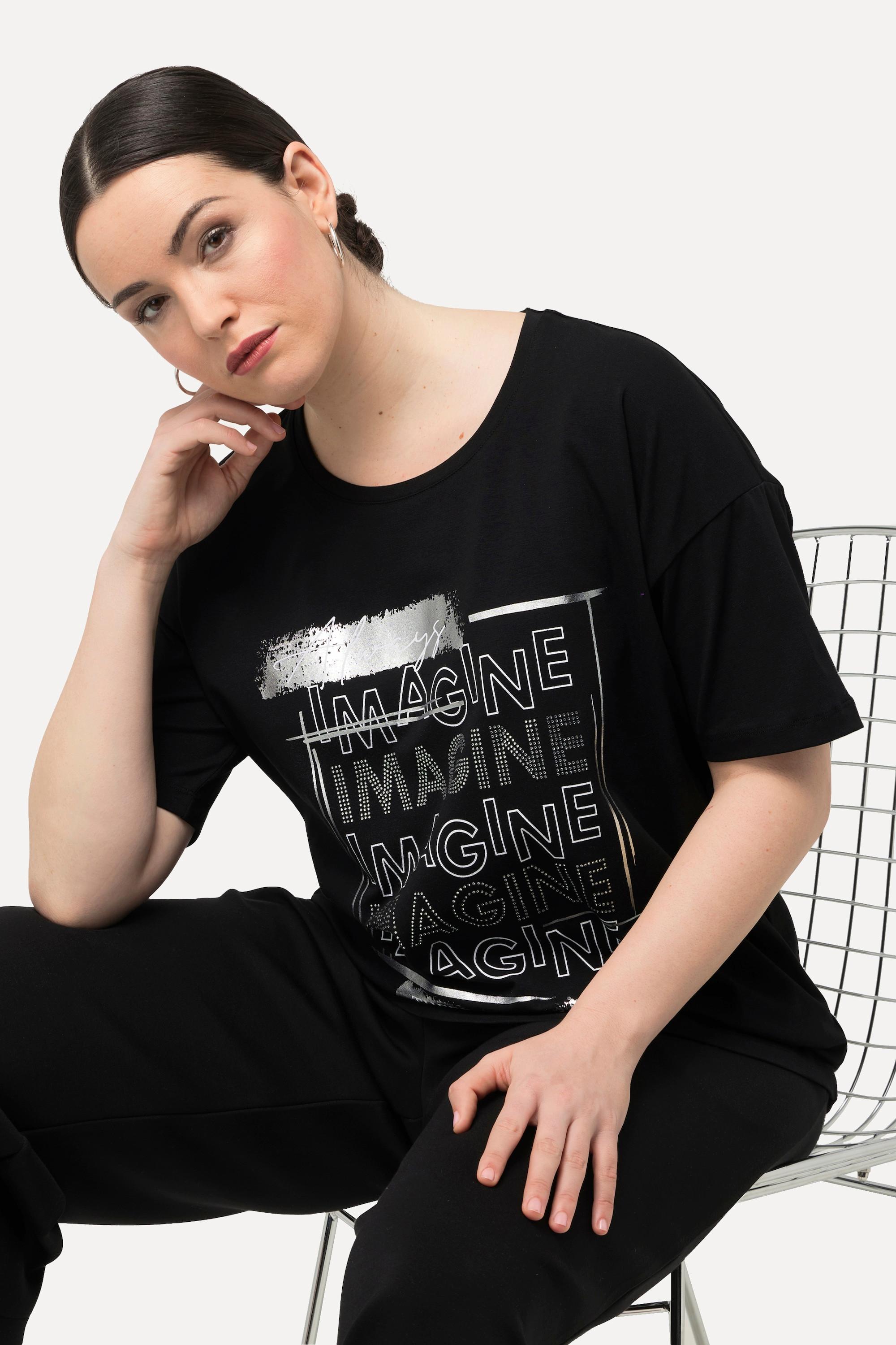 Ulla Popken Imagine Ziersteine Rundhals Halbarm T-Shirt  