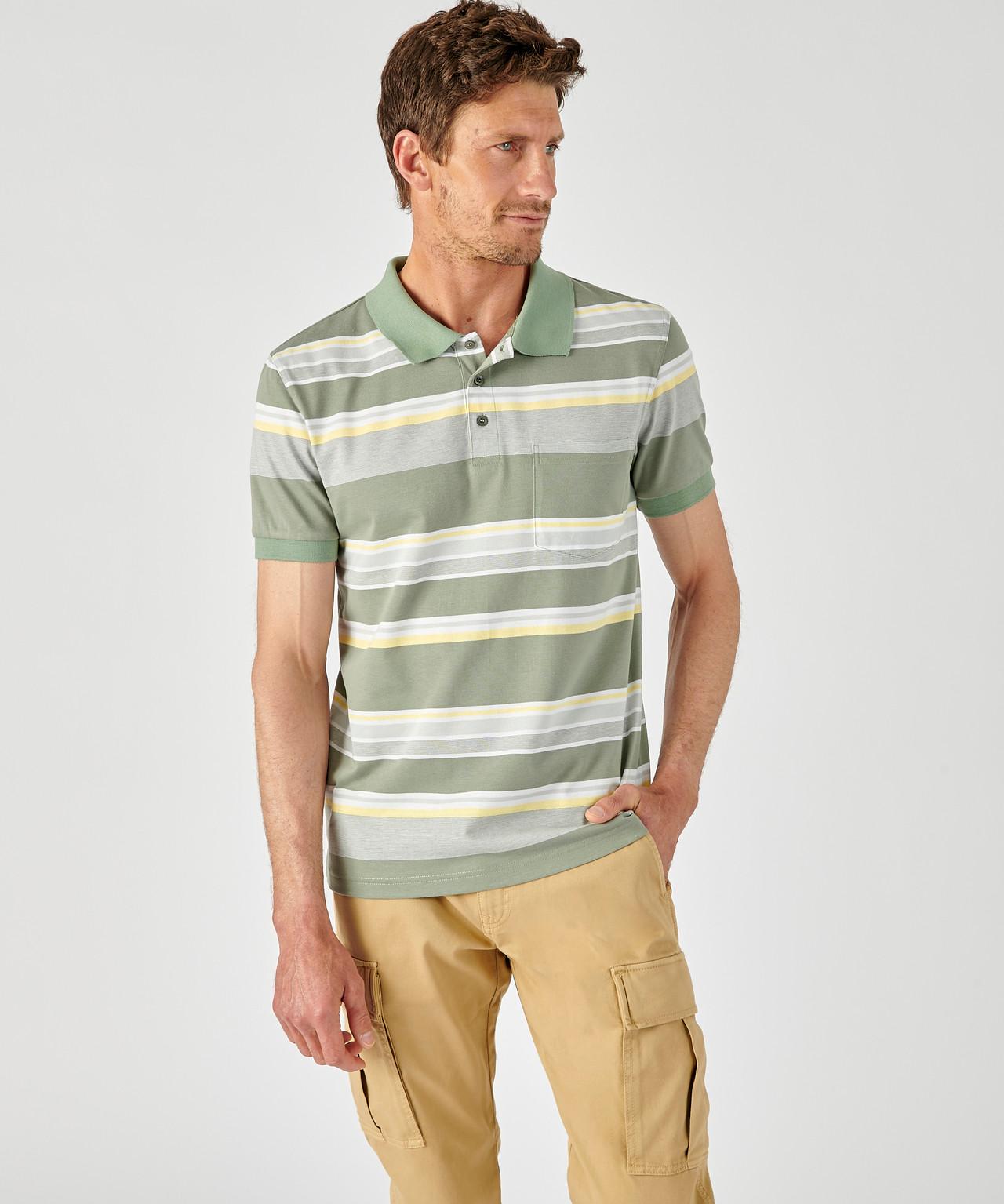 Image of Gestreiftes Poloshirt. Damen Himbeere XXL