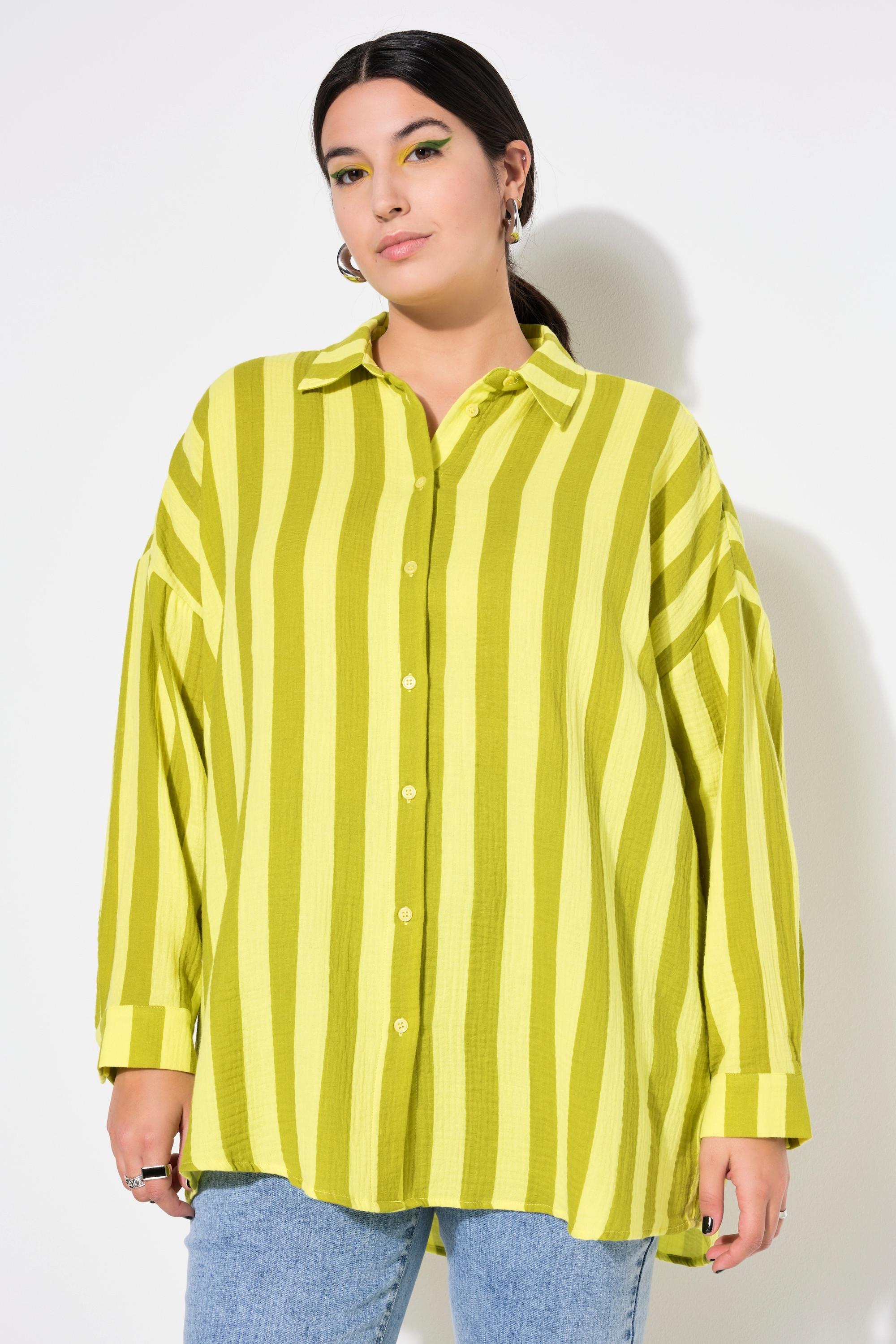 Studio Untold  Camicia dal taglio oversize in mussola con righe e maniche lunghe 