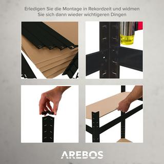 Arebos Étagère pour charges lourdes, lot de 3 | Étagère d'angle combinée | Construction métallique robuste  