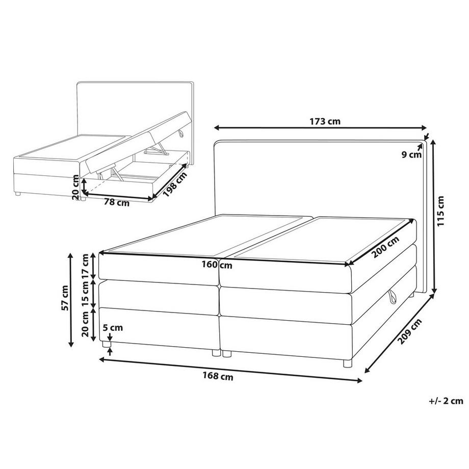 Beliani Boxspringbett mit Stauraum aus Stoff Klassisch MINISTER  