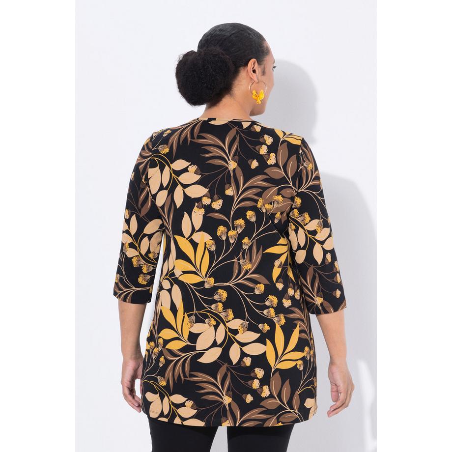 Ulla Popken Blüten A-Linie Rundhals 3/4-Arm Longshirt  