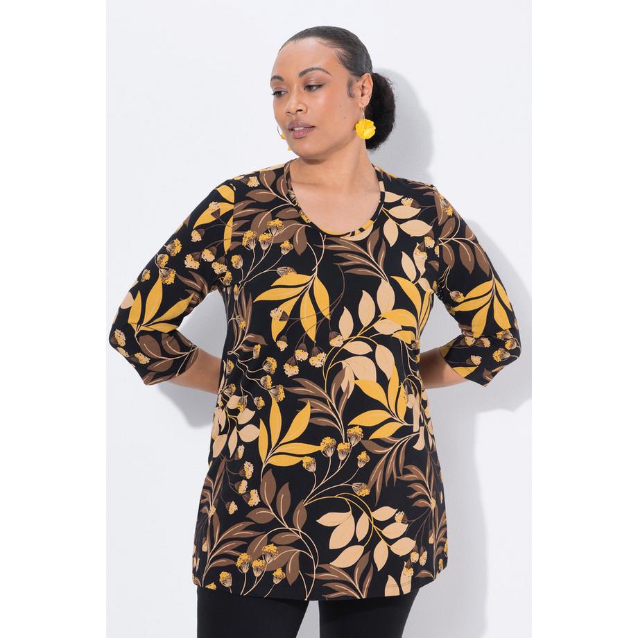 Ulla Popken Blüten A-Linie Rundhals 3/4-Arm Longshirt  