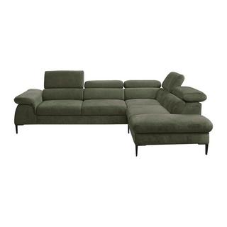 PASCAL MORABITO Großes Ecksofa mit Schlaffunktion - Ecke rechts - Samt - Grün - SEPINA von Pascal MORABITO  
