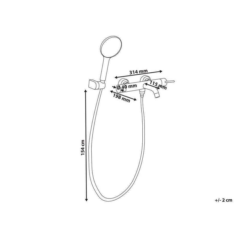 Beliani Robinet de douche mural en Laiton Moderne MELIQUINA  