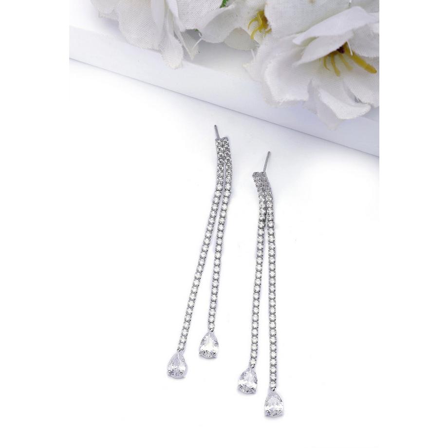 AVANT-GARDE PARIS  Silberne Doppelte Lange Ohrringe 