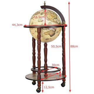 B2X Globe terrestre en bois massif, mini globe bar, porte-bouteilles pour bar à domicile  