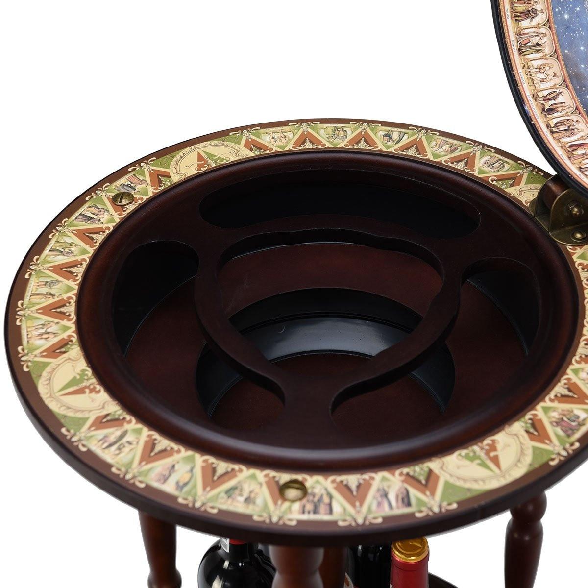 B2X Globe terrestre en bois massif, mini globe bar, porte-bouteilles pour bar à domicile  