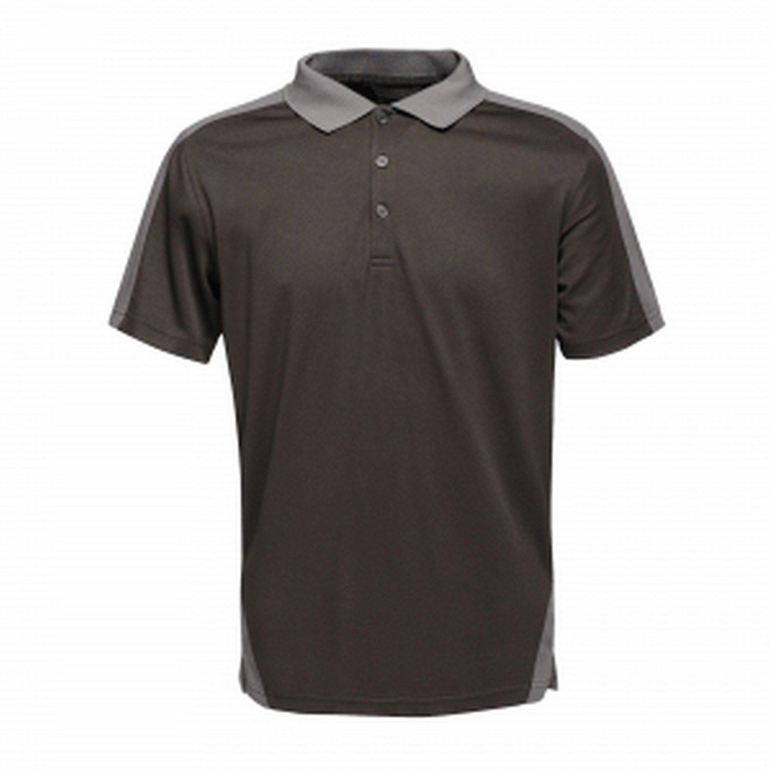 Image of Kontrast Coolweave Polo-hemd Herren Schwarz XXL