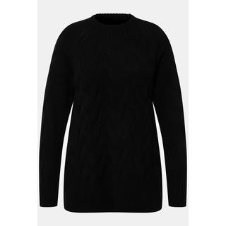 Ulla Popken  Pullover, Zopfmuster, Stehkragen, Raglan-Langarm 