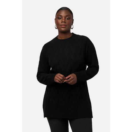 Ulla Popken  Pullover, Zopfmuster, Stehkragen, Raglan-Langarm 